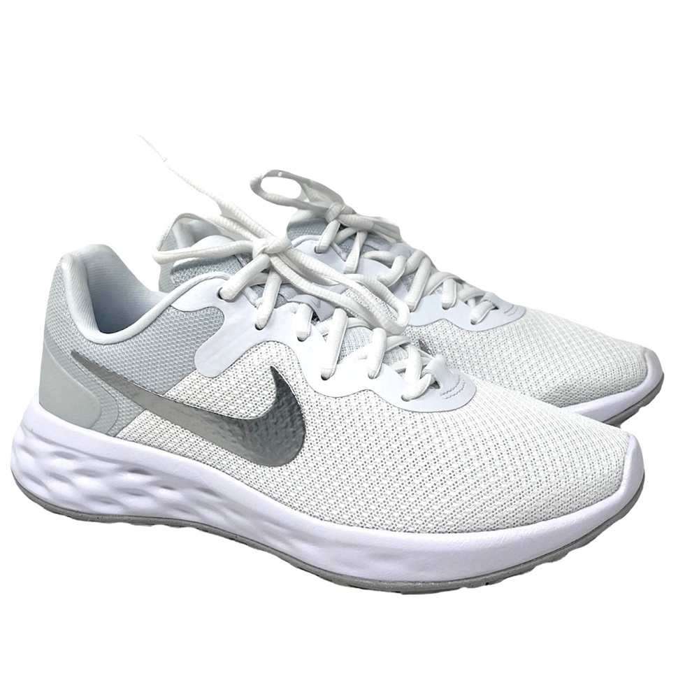 NIKE REVOLUTION 6 NN Mesh White Silver DC3729 101 Women's Sneakers - Picture 5 of 11